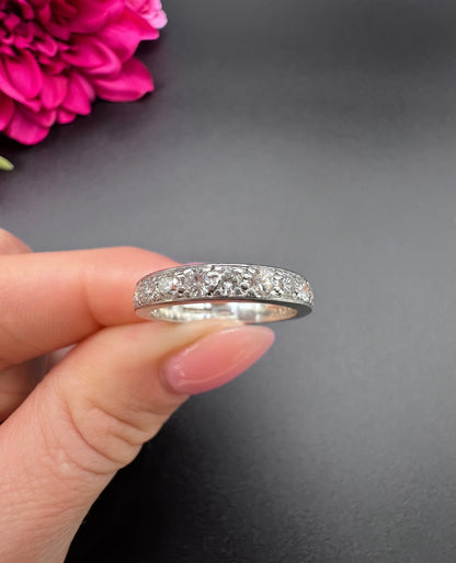 Vintage Platinum Diamond Half Eternity Ring, Hallmarked London 1984