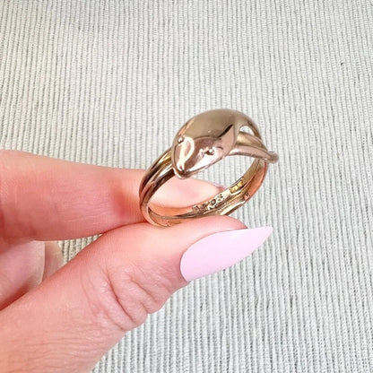 Antique 9ct Yellow Gold Edwardian Snake Ring, Chester Hallmarked