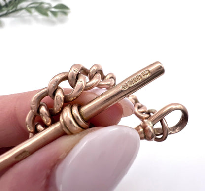 Antique 9 Carat Rose Gold Curb Link Albert Bracelet, Circa 1900