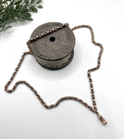 Victorian 9 Carat Rose Gold Long Fancy Link Chain, Circa 1880