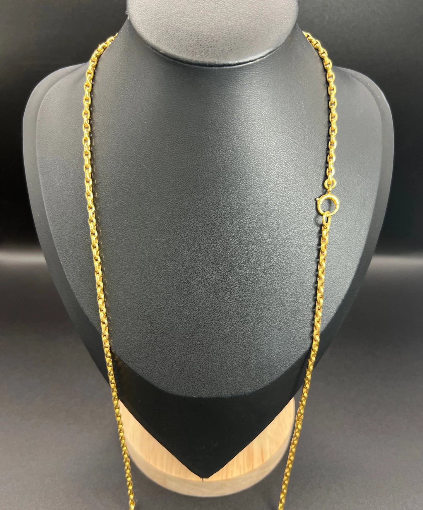 Antique 9 ct Yellow Gold Edwardian Faceted Oval Belcher Link Chain With Bolt Ring Clasp