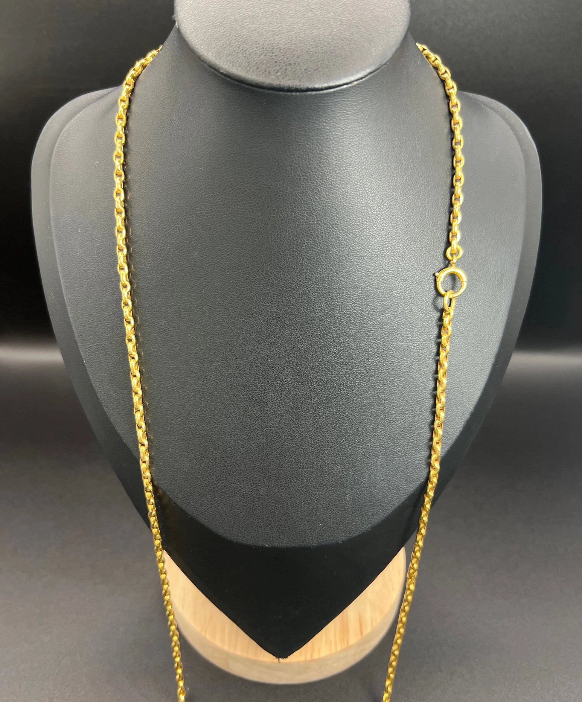 Antique 9 ct Yellow Gold Edwardian Faceted Oval Belcher Link Chain With Bolt Ring Clasp