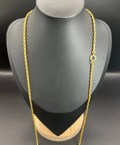 Antique 9 ct Yellow Gold Edwardian Faceted Oval Belcher Link Chain With Bolt Ring Clasp