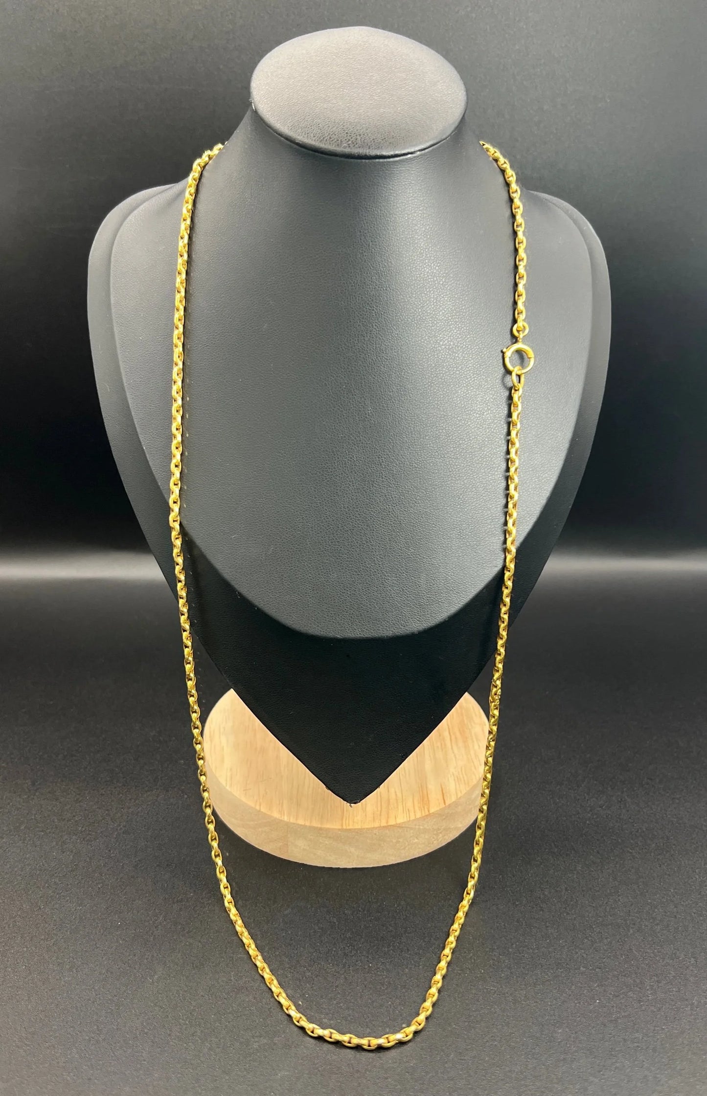Antique 9 ct Yellow Gold Edwardian Faceted Oval Belcher Link Chain With Bolt Ring Clasp
