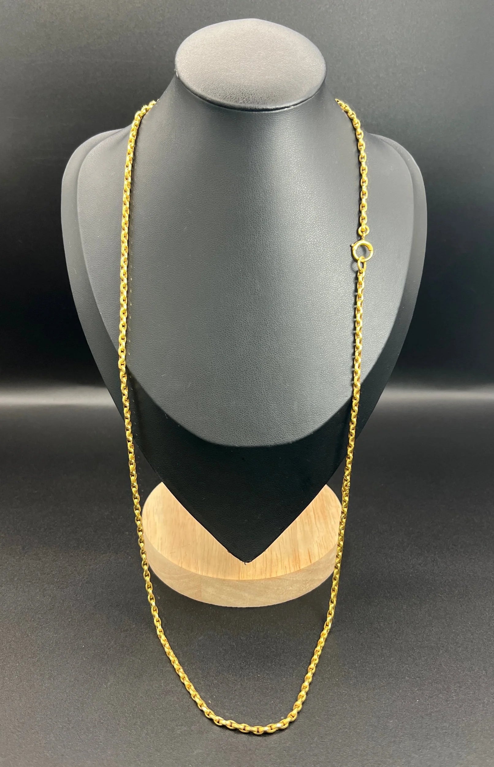Antique 9 ct Yellow Gold Edwardian Faceted Oval Belcher Link Chain With Bolt Ring Clasp
