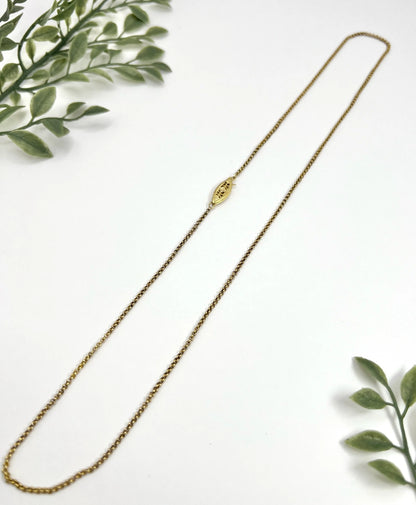 Antique 18 ct Gold, 1920's 23 Inch Fancy Oval & Round Link Belcher Chain With Filigree Clasp