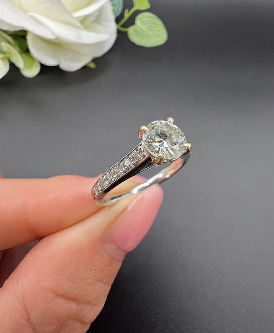 Vintage Platinum, 1930s 0.89 Carat Diamond Engagement Ring