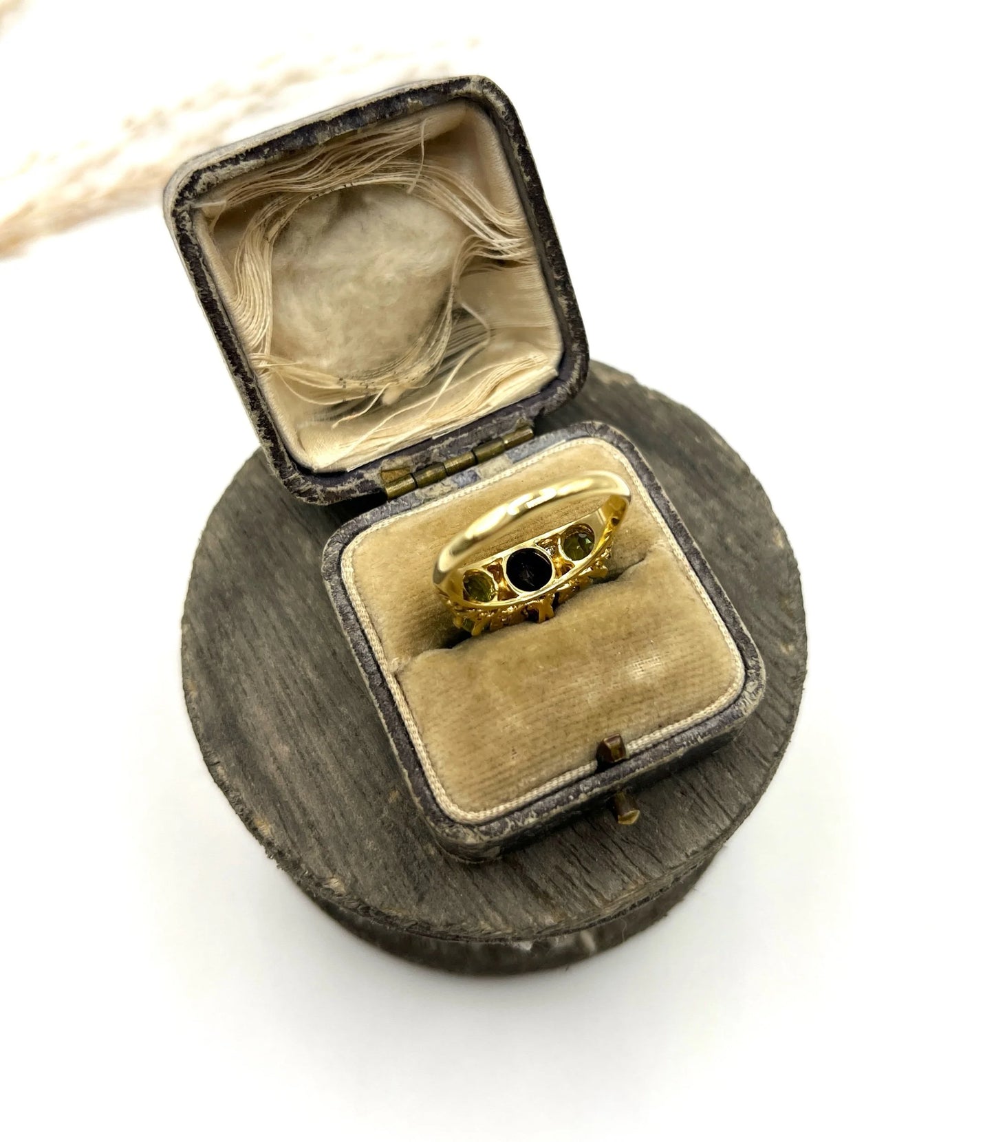 Antique 18 Carat Yellow Gold Edwardian Amethyst, Diamond and Peridot Suffragette Ring