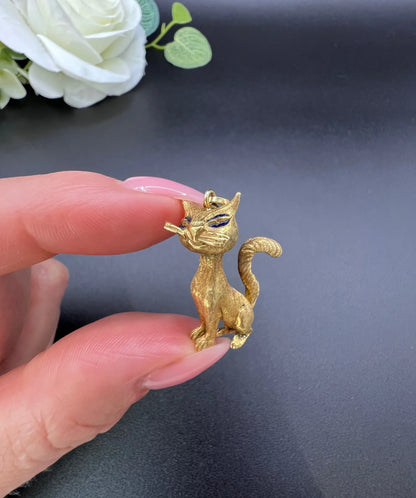 Antique 18 ct Yellow Gold, Edwardian Cat Pendant