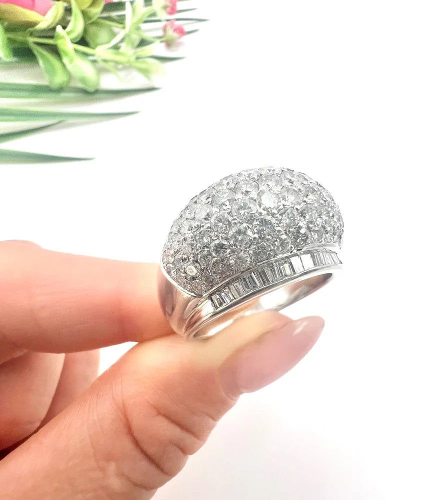 Vintage 6.5ct Diamond Dome Bombe Cocktail Ring