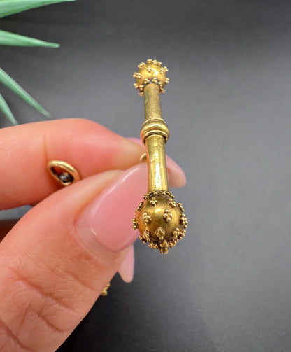 Rare French Antique 18 Carat Gold Pocket Watch Key, T-bar & Swivel Pendant, Circa 1900