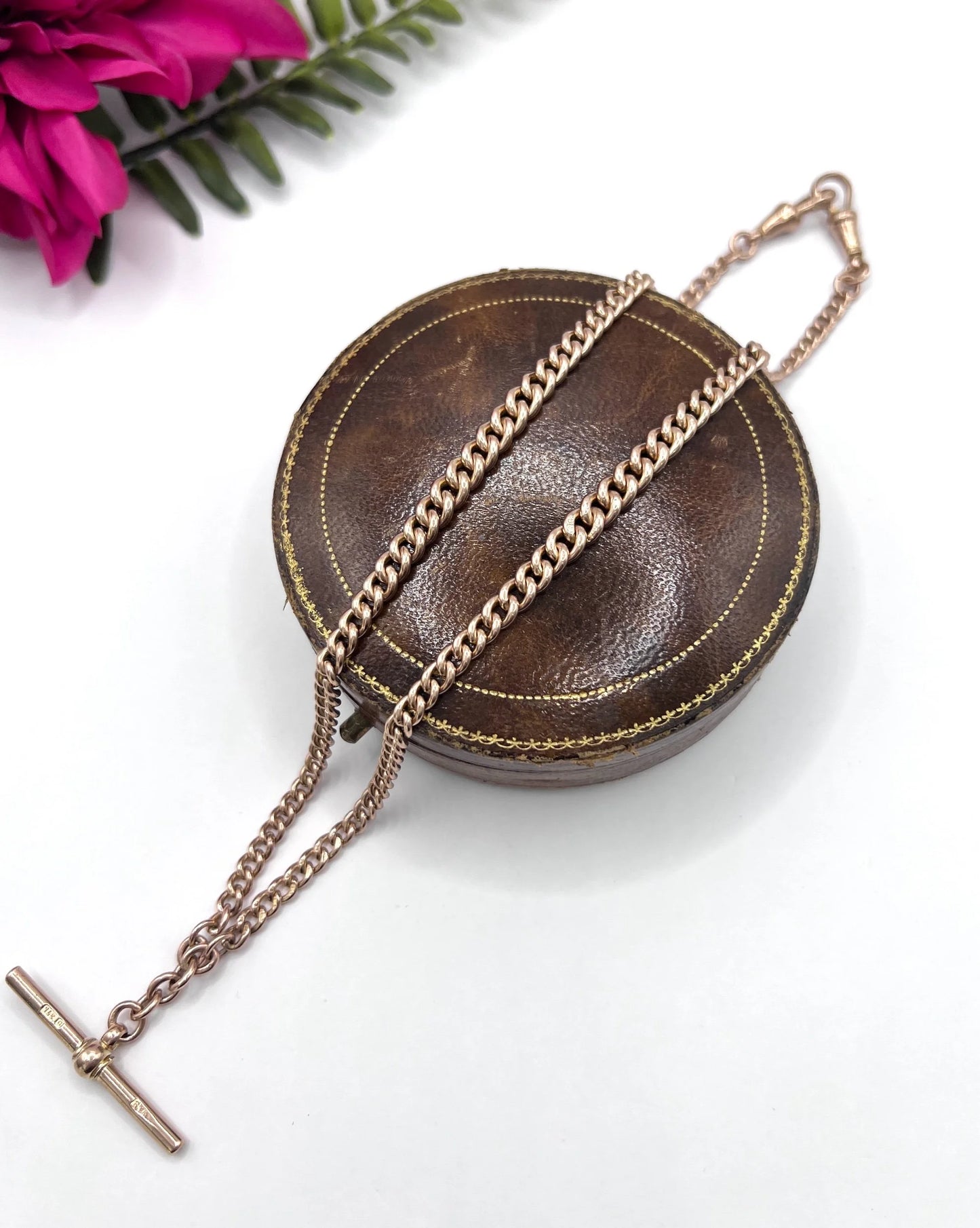 Antique 9 ct Gold Albert Chain: Edwardian Double-Graduated Watch Chain Necklace