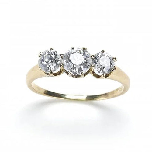 Art Deco Old European Cut Diamond Three Stone Engagement Ring, 1.69 carats