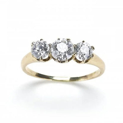 Art Deco Old European Cut Diamond Three Stone Engagement Ring, 1.69 carats