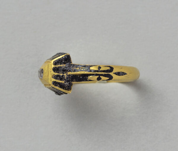 Antique Table Cut Diamond, Enamel and Gold Ring