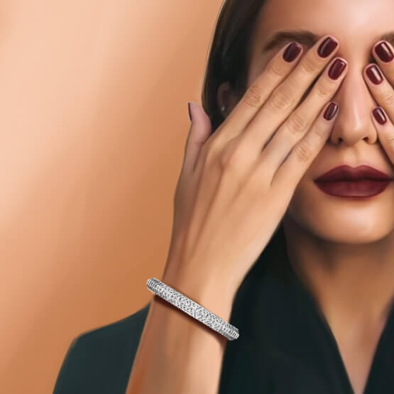 Rose Cut Diamond Bangle Bracelet; 9.72 carats