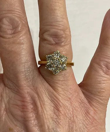 Diamond Daisy Flower Cluster Engagement Ring, 2.28 carat total