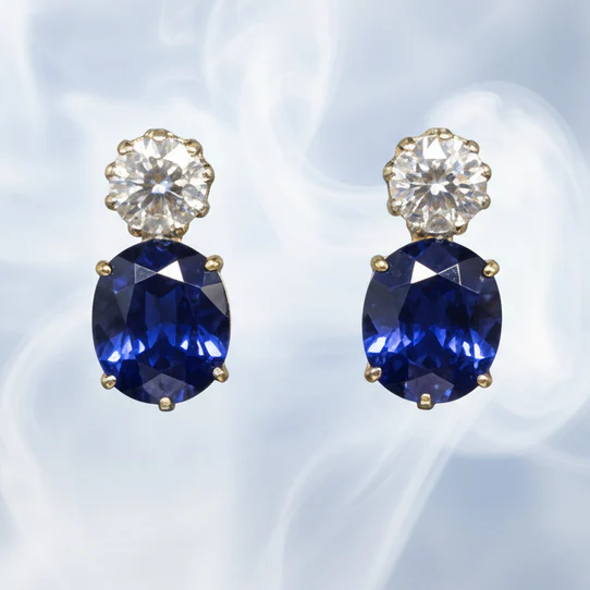 Antique Sapphire and Diamond Drop Earrings
