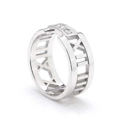 Tiffany and Co 18ct White Gold Atlas Band Ring with Diamonds