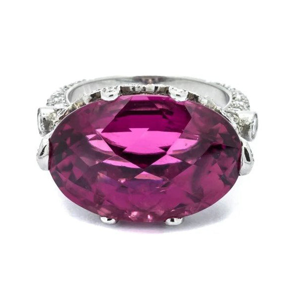 Pink Tourmaline and Diamond Cocktail Ring