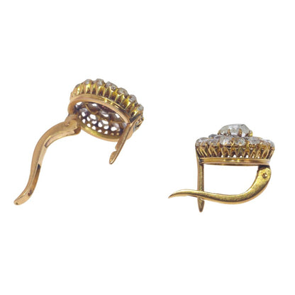 Victorian Antique Rose Cut Diamond Cluster Drop Earrings