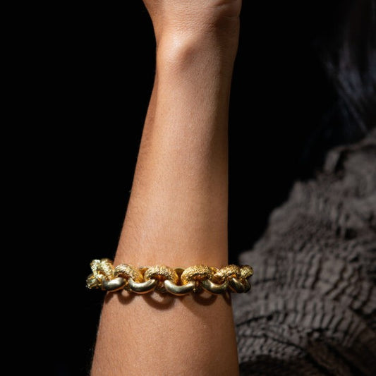 Vintage Georges Lenfant Gold Chunky Textured Link Bracelet