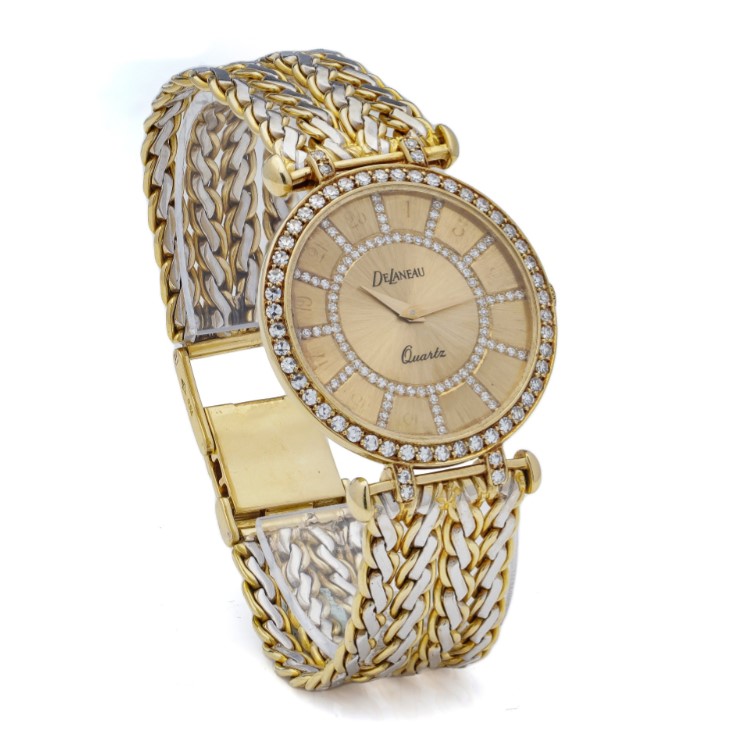 Vintage Delaneau 18ct Yellow Gold Watch with Diamonds