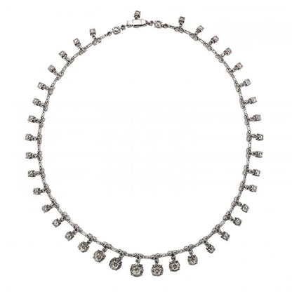 Vintage French Diamond Riviere Necklace in Platinum, 37.84 carats