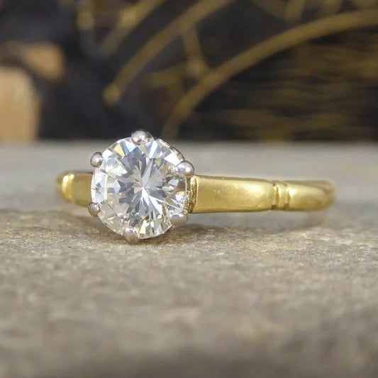 Vintage 0.82ct Diamond Solitaire Engagement Ring in 18ct Yellow Gold