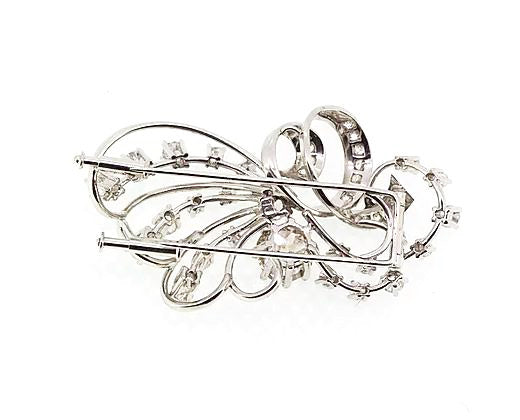 Vintage Diamond Spray Brooch set in 18ct White Gold