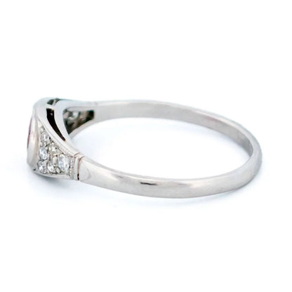 Art Deco Style 0.77ct Ruby and Diamond Engagement Ring in Platinum
