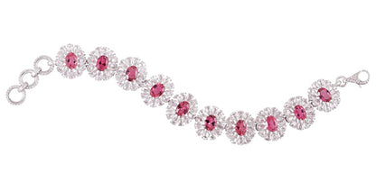 Pink Tourmaline and Diamond Cluster Bracelet