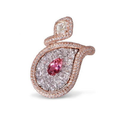 Tourmaline and Rose Cut Diamond Dress Ring, 4.19cts, 18ct Rose Gold