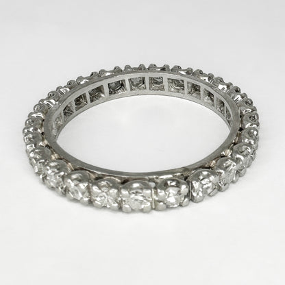 Vintage French 1.25ct Diamond Full Eternity Band Ring in Platinum