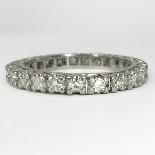 Vintage French 1.25ct Diamond Full Eternity Band Ring in Platinum