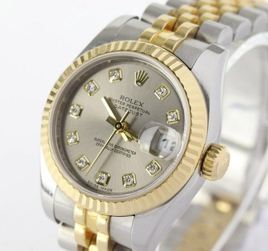 Rolex Lady Datejust Steel and Gold 179173 Automatic with Diamond Dial