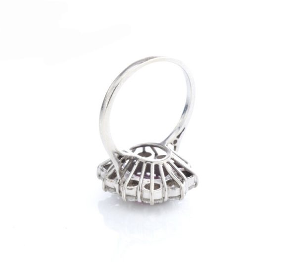 Vintage 1.5ct Thai Ruby and Diamond Cluster Ring in 18ct White Gold