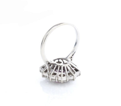 Vintage 1.5ct Thai Ruby and Diamond Cluster Ring in 18ct White Gold