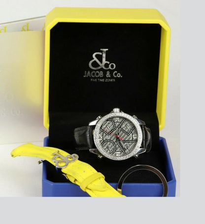 Jacobs and Co Five Time Zones Carbon Fibre Diamond Set Watch, 40mm