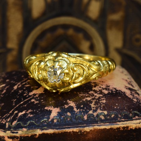 Antique Victorian Old Cut Diamond Gypsy Ring, 0.40ct, 18ct Yellow Gold
