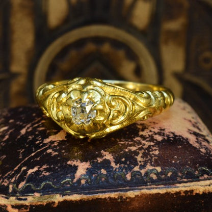 Antique Victorian Old Cut Diamond Gypsy Ring, 0.40ct, 18ct Yellow Gold