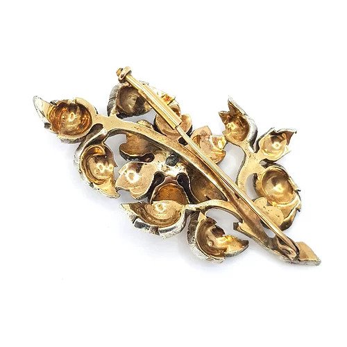 Vintage Diamond Floral Spray Brooch