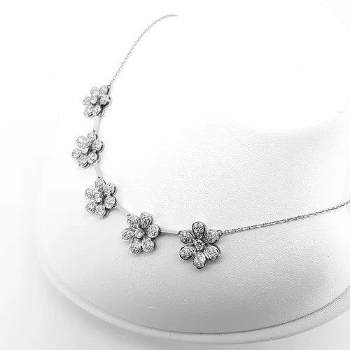 Diamond Daisy Flower Cluster Necklace, 3.75 carats