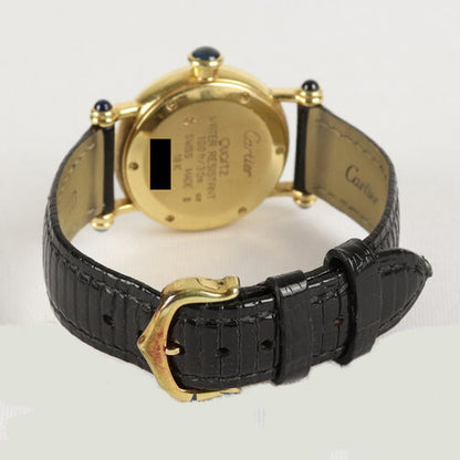 Cartier Diabolo 18ct Yellow Gold 27mm MidSize Ladies Quartz Watch, Ref 1440, on a black leather strap with plated buckle