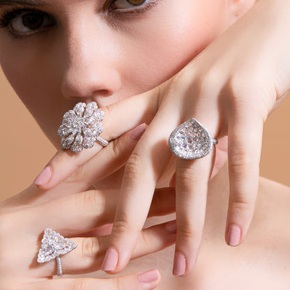 Rose Cut Diamond Cocktail Ring, 3.27 carat total