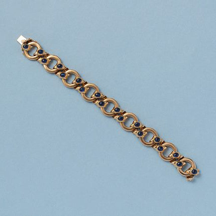 Vintage 18ct Yellow Gold Circular Link Bracelet with 5.40cts Sapphires
