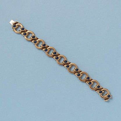 Vintage 18ct Yellow Gold Circular Link Bracelet with 5.40cts Sapphires
