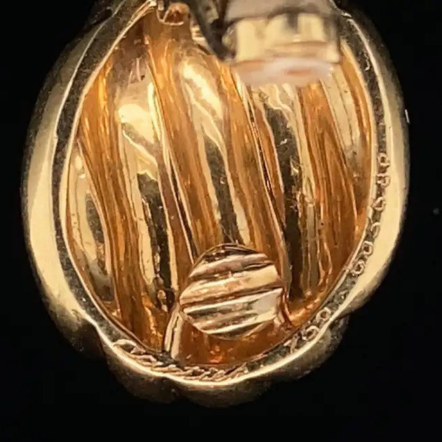 Vintage Cartier 18ct Yellow Gold Oval Ribbed Clip On Earrings Circa 1970s