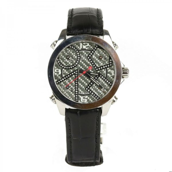 Jacobs and Co Five Time Zones Carbon Fibre Diamond Set Watch, 40mm
