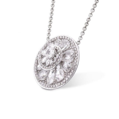 Rose Cut Diamond Helix Pendant, 4.84 carat total, 18ct White Gold